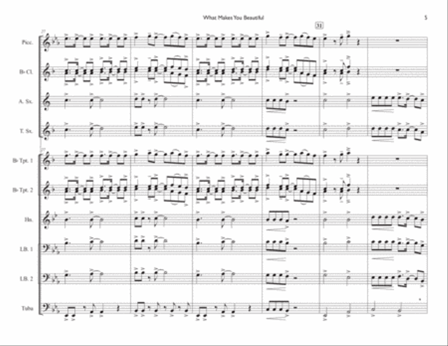 What Makes You Beautiful Marching Band scores gallery preview page 5