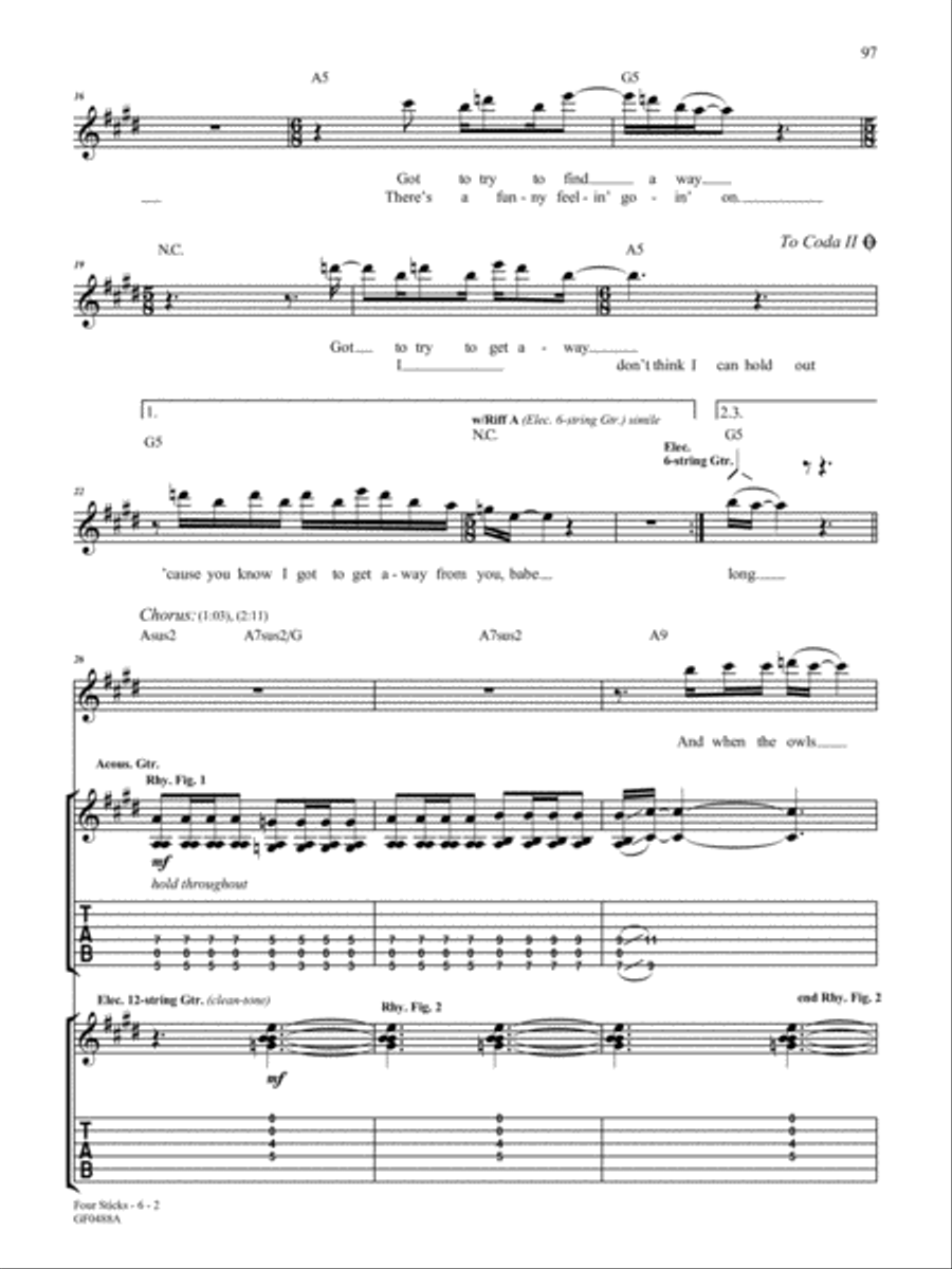 Four Sticks Guitar Tablature scores gallery preview page 2