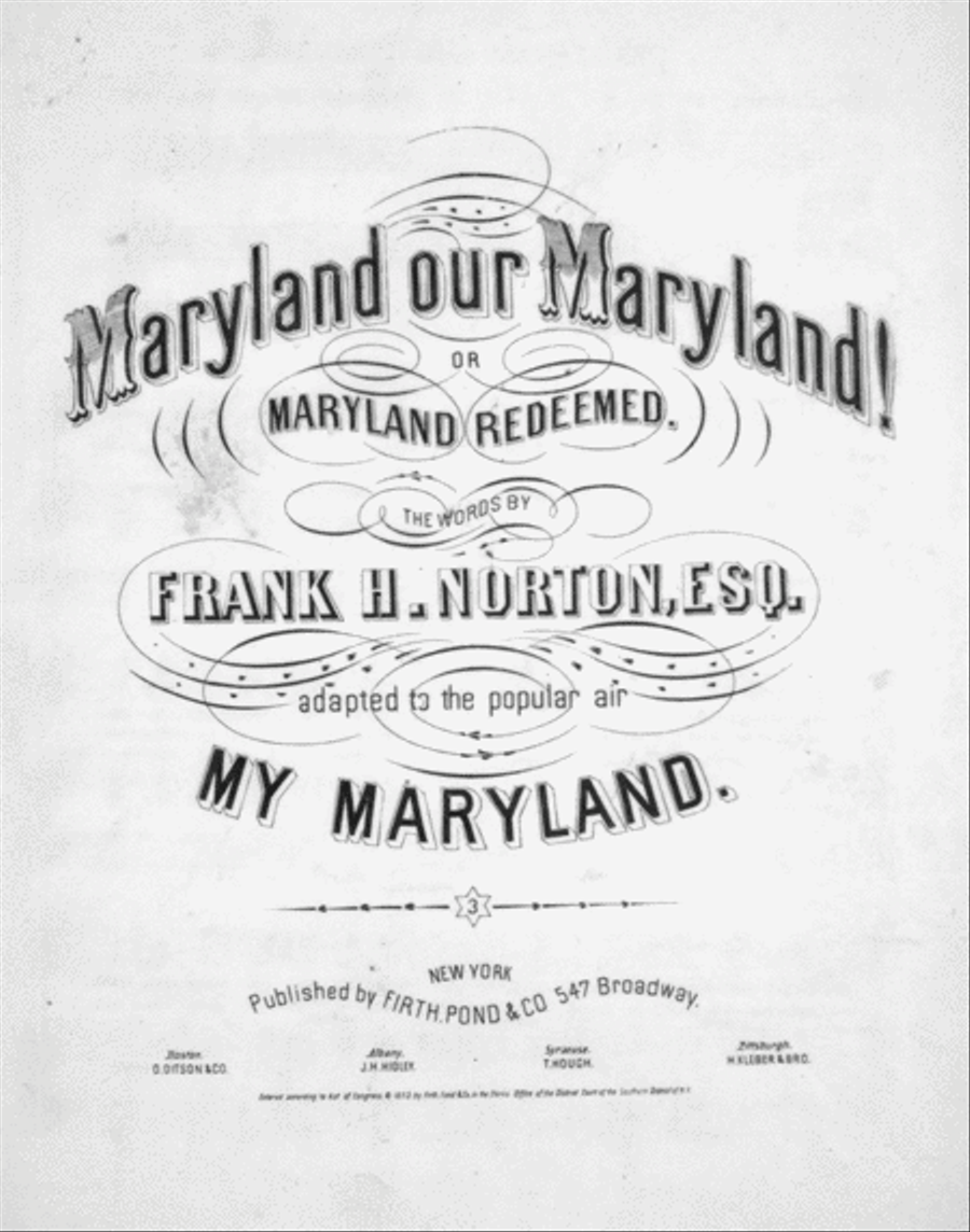 Maryland our Maryland! Or, Maryland Redeemed Voice scores gallery preview page 1