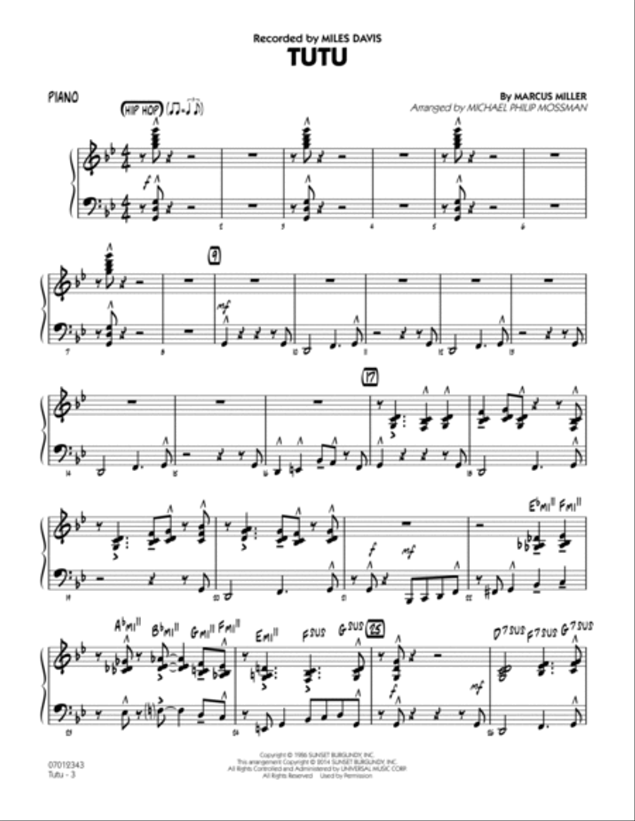 Tutu - Piano Jazz Ensemble scores gallery preview page 2