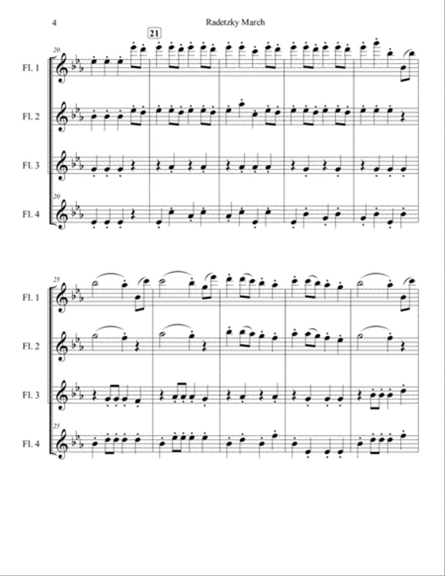 Radetzky March for Flute Quartet Flute Quartet scores gallery preview page 4