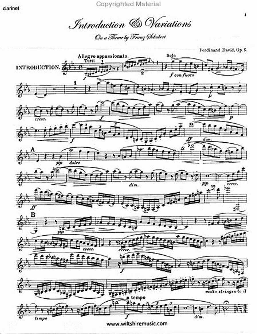 Introduction & Vairations on a Theme by Franz Schubert Clarinet Solo scores gallery preview page 2
