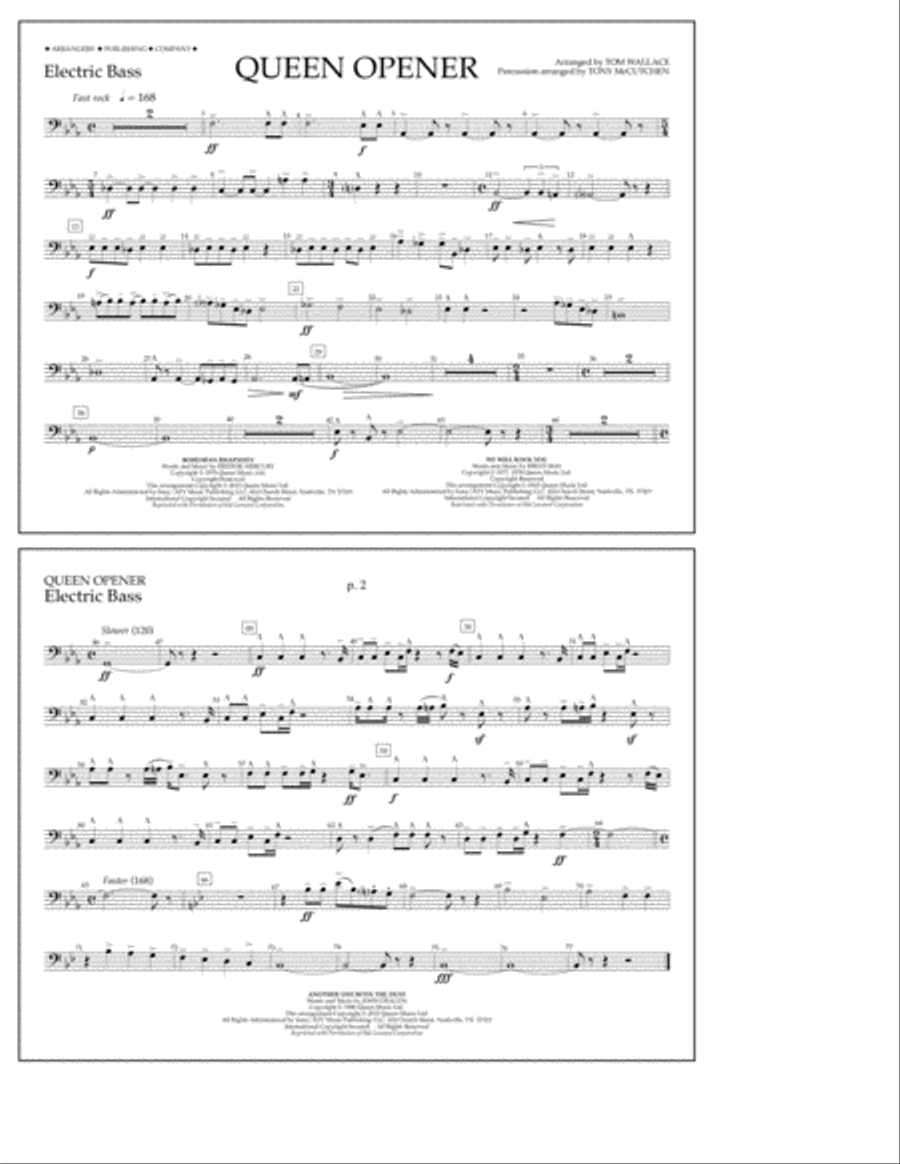Queen Opener - Electric Bass Marching Band scores gallery preview page 1