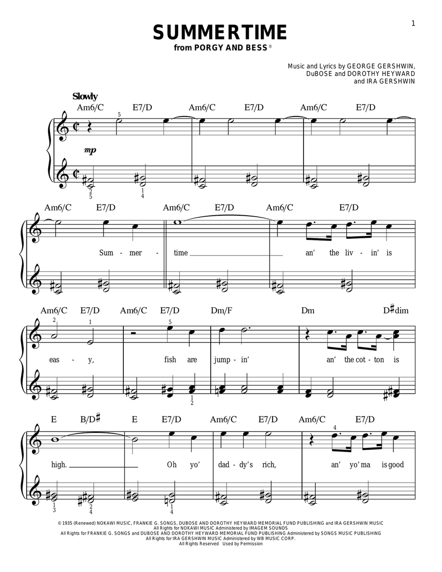 Summertime Easy Piano scores gallery preview page 1