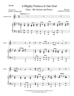 A MIGHTY FORTRESS IS OUR GOD (Duet – Bb Clarinet and Piano/Score and Parts)