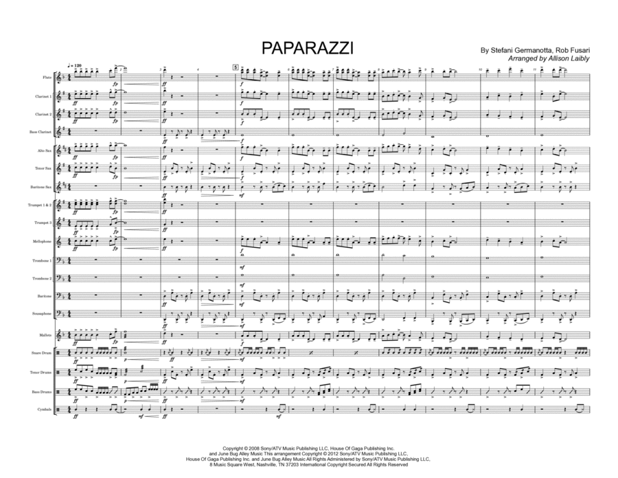 Paparazzi Marching Band scores gallery preview page 1