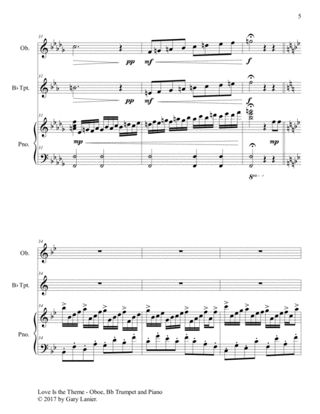LOVE IS THE THEME (Trio – Oboe, Bb Trumpet & Piano with Score/Part) image number null
