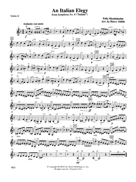 An Italian Elegy, from Symphony No. 4 "Italian": 2nd Violin