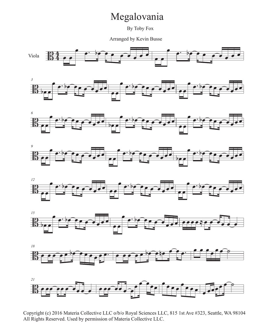 MEGALOVANIA (from Undertale) MEGALOVANIA (from Undertale) Viola Solo scores gallery preview page 1