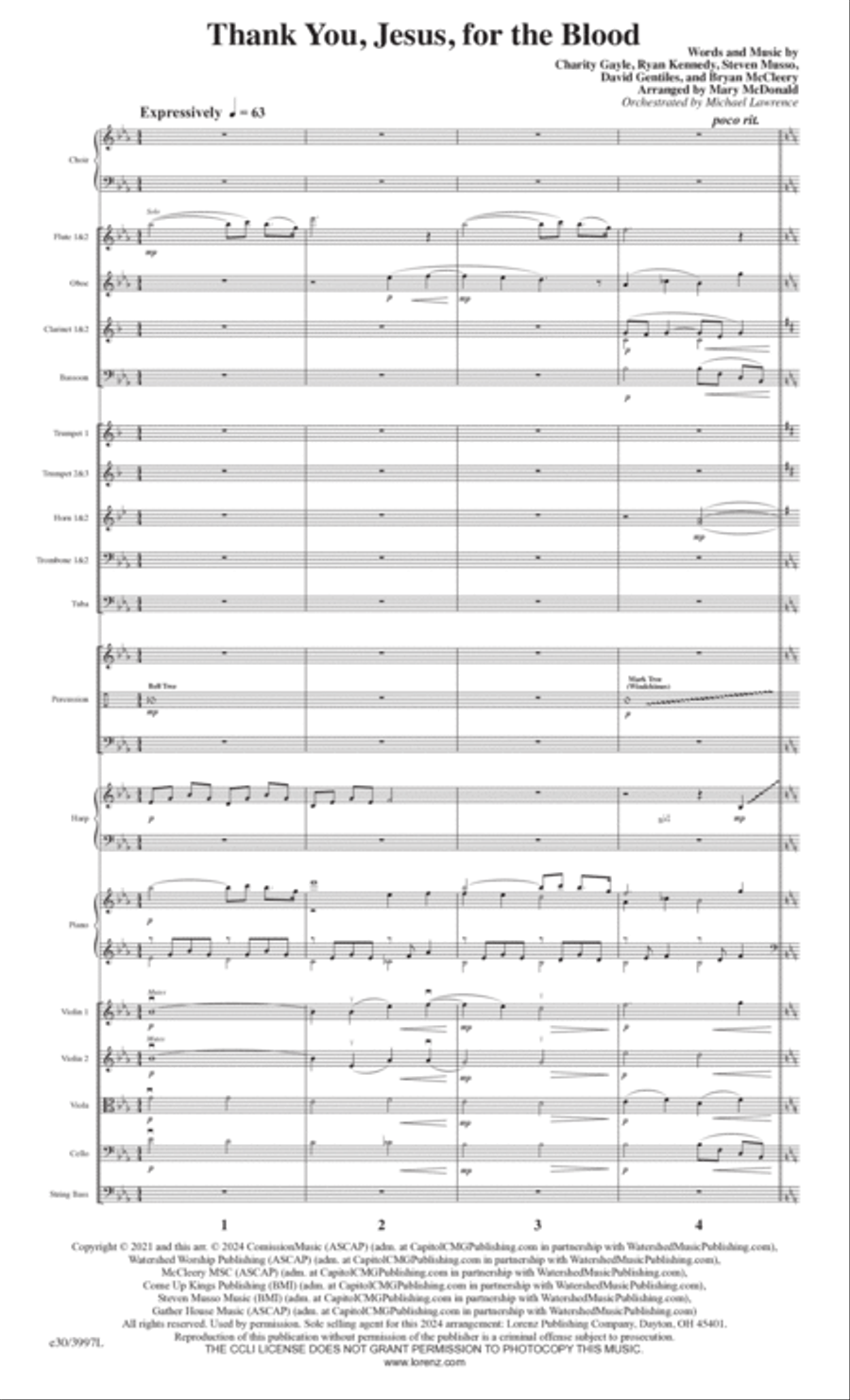 Thank You, Jesus, For the Blood - Downloadable Orchestral Score and Parts Score scores gallery preview page 3