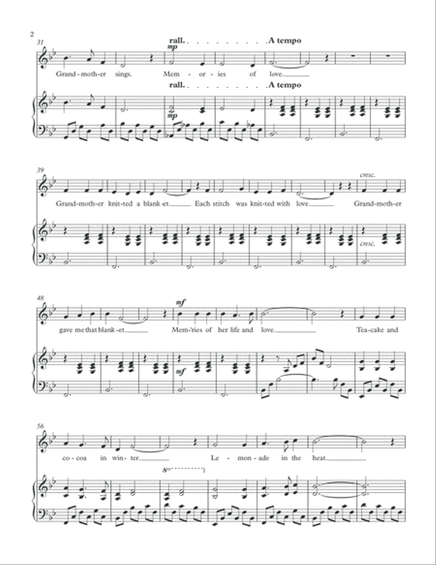 Grandmother's Blanket Unison Choir scores gallery preview page 3