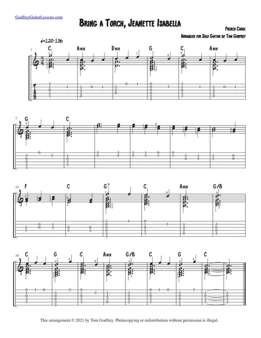 Bring a Torch, Jeanette Isabella Guitar Tablature scores gallery preview page 1