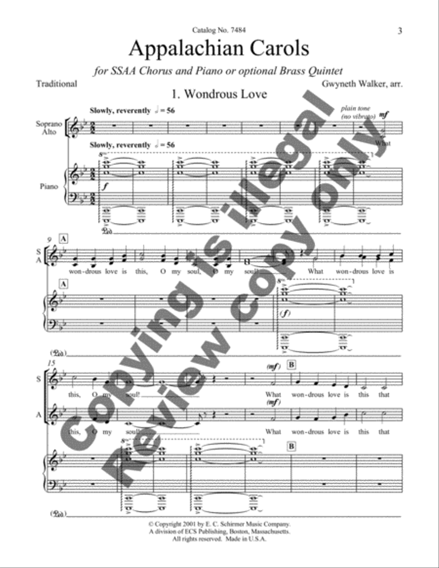 Appalachian Carols: 1. Wondrous Love SSAA scores gallery preview page 3