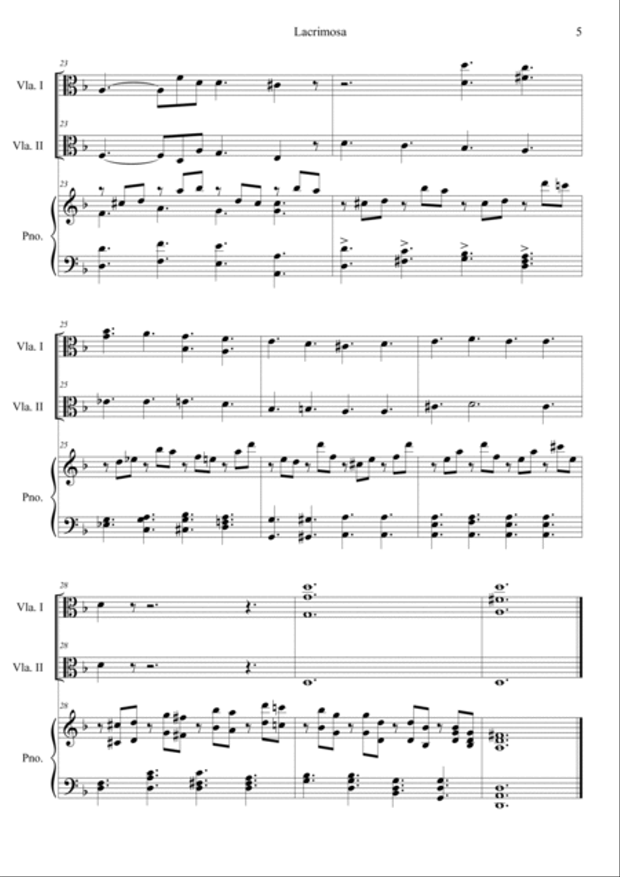 Mozart: Requiem K.626 6.Lacrimosa Viola scores gallery preview page 5