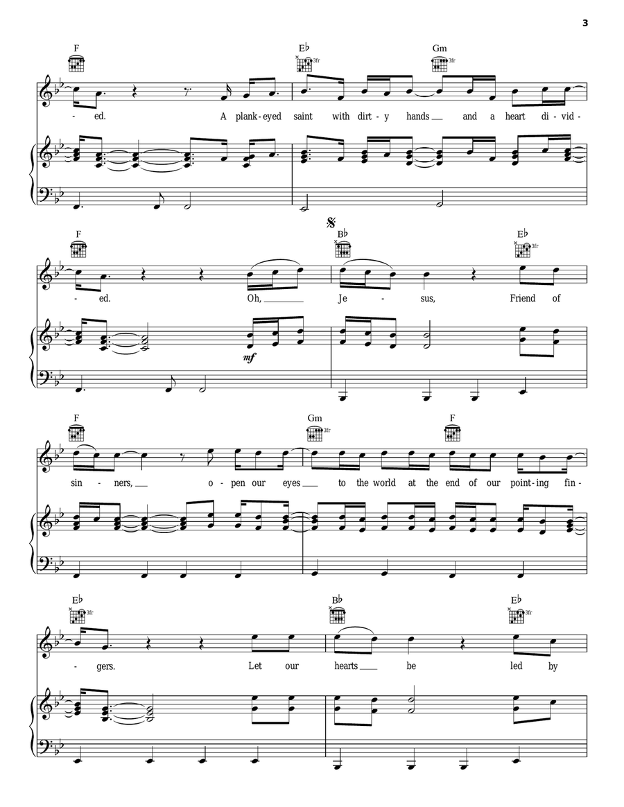 Jesus, Friend Of Sinners Piano, Vocal, Guitar scores gallery preview page 3