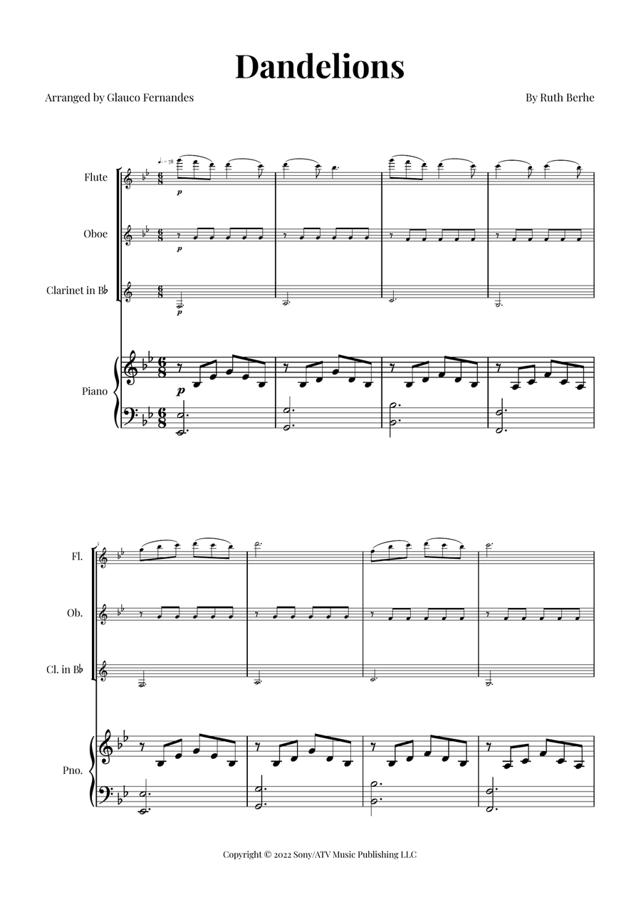 Dandelions Woodwind Trio scores gallery preview page 1