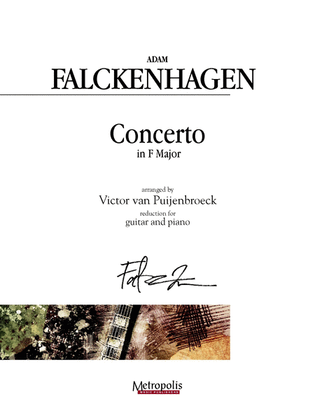 Book cover for Concerto in F Major for Guitar and Piano (Piano Reduction)