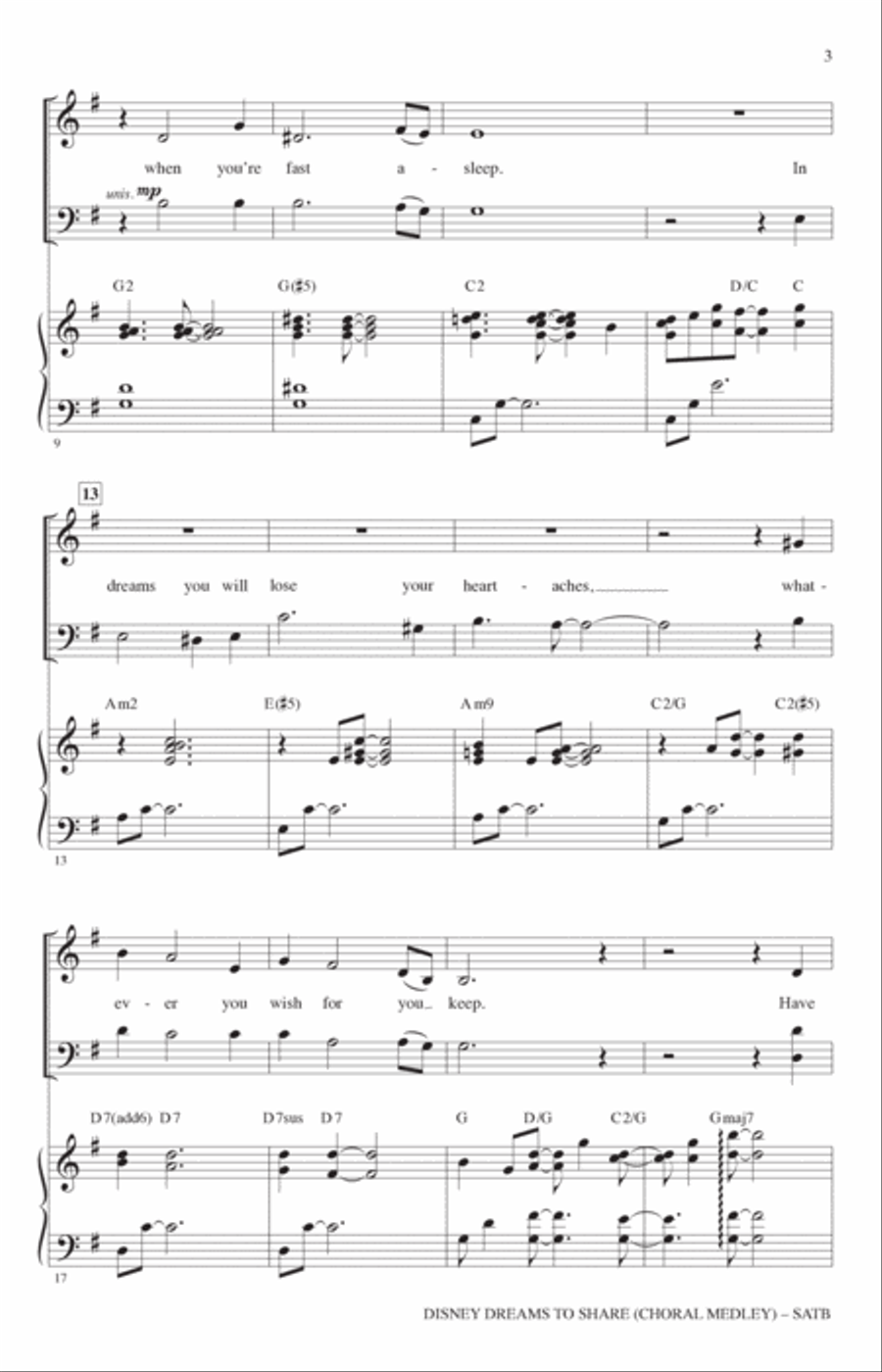 Disney Dreams To Share (Choral Medley) 4-Part scores gallery preview page 2