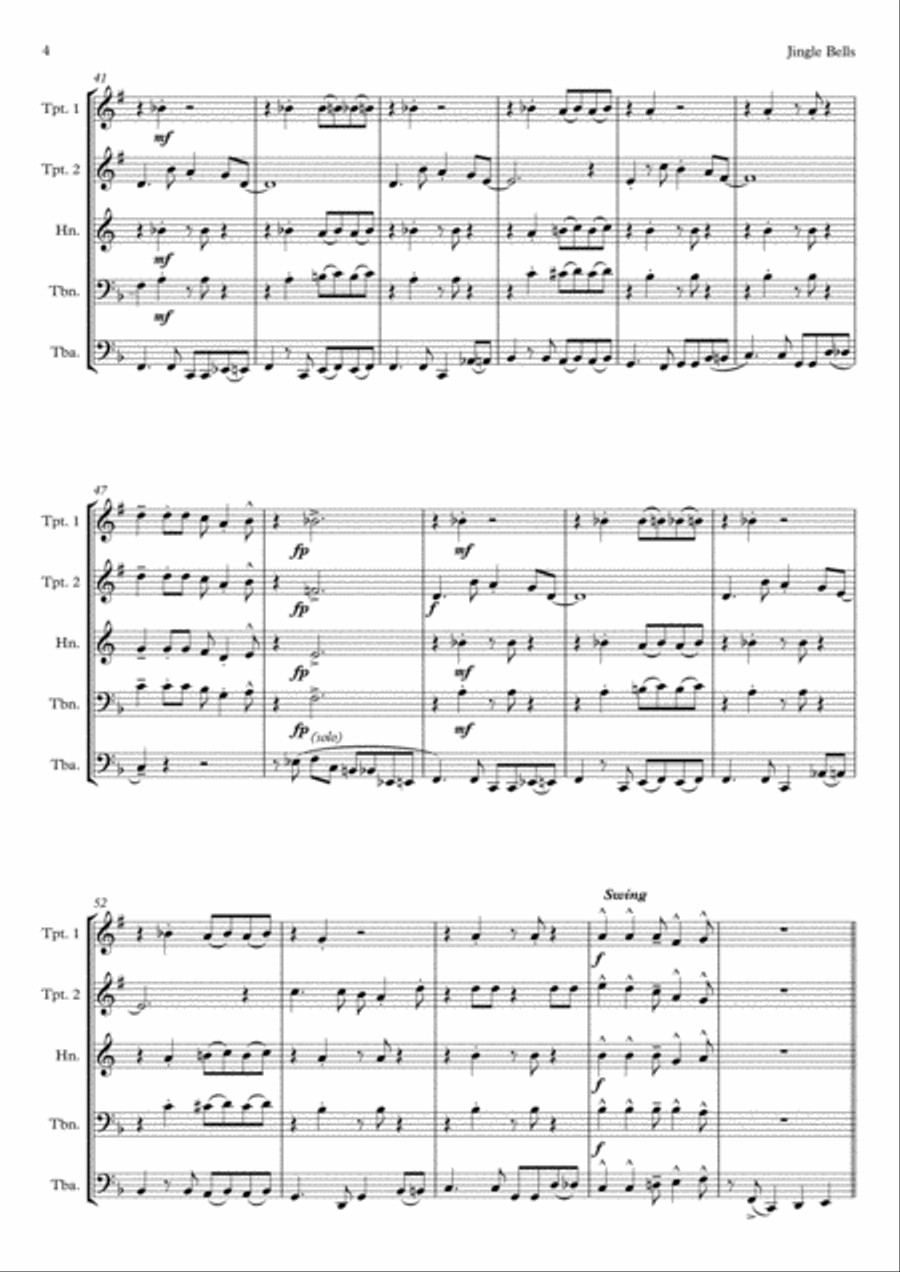 Jingle Bells - Brass Quintet Brass Quintet scores gallery preview page 5