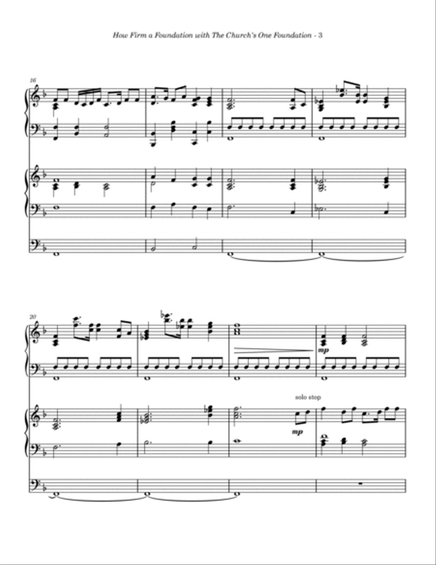 How Firm a Foundation with The Church's One Foundation (Piano and Organ Duet) Piano scores gallery preview page 4