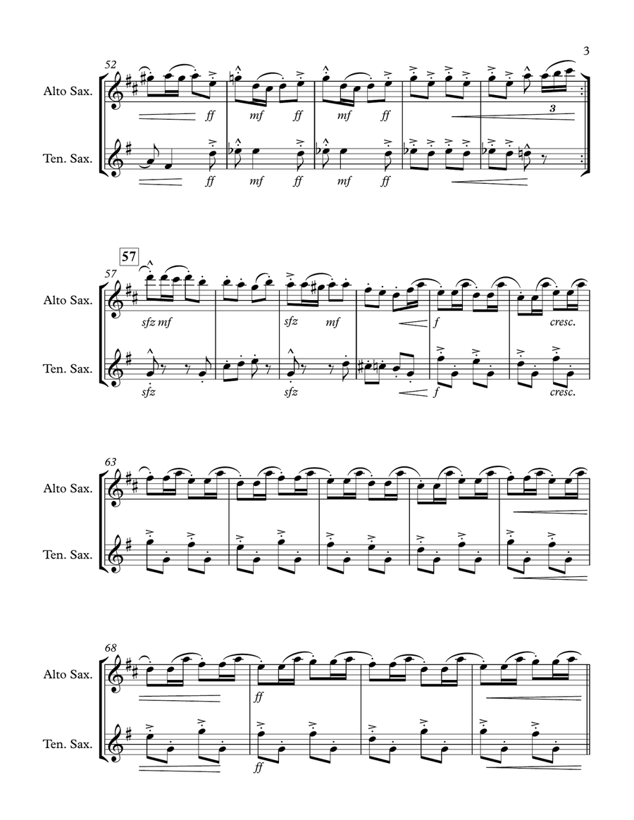Nutcracker Suite: Russian Dance - Alto & Tenor Saxophone Duet Woodwind Duet scores gallery preview page 3