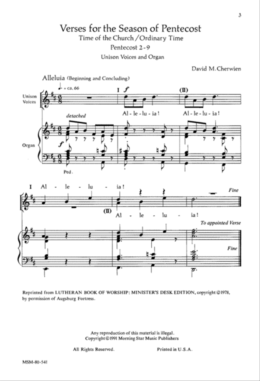 Verses for the Season of Pentecost, Set 1 Unison Choir scores gallery preview page 2