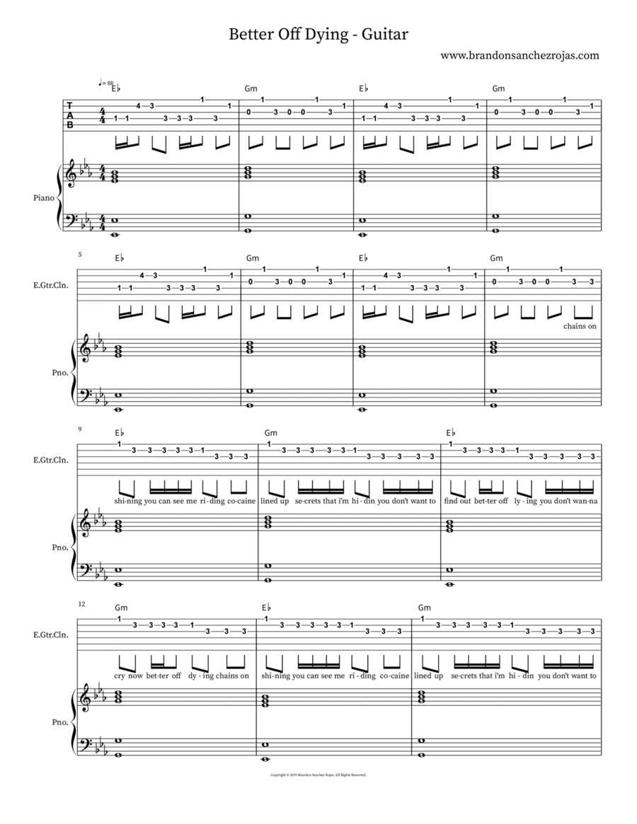 Better Off Dying - Guitar Guitar scores gallery preview page 1