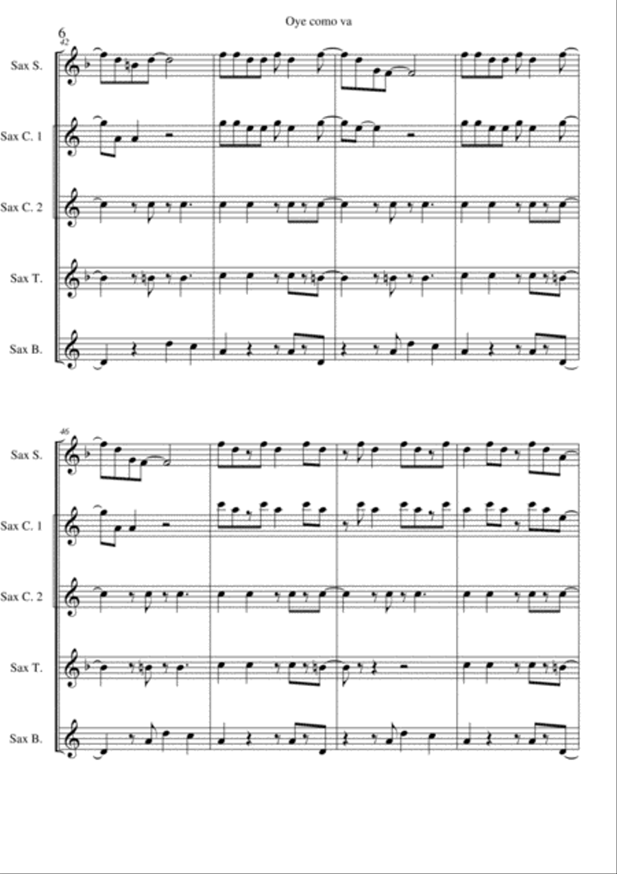 Oye Como Va Woodwind Quintet scores gallery preview page 6