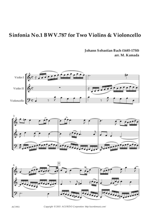 Sinfonia No.1 BWV.787 for Two Violins & Violoncello