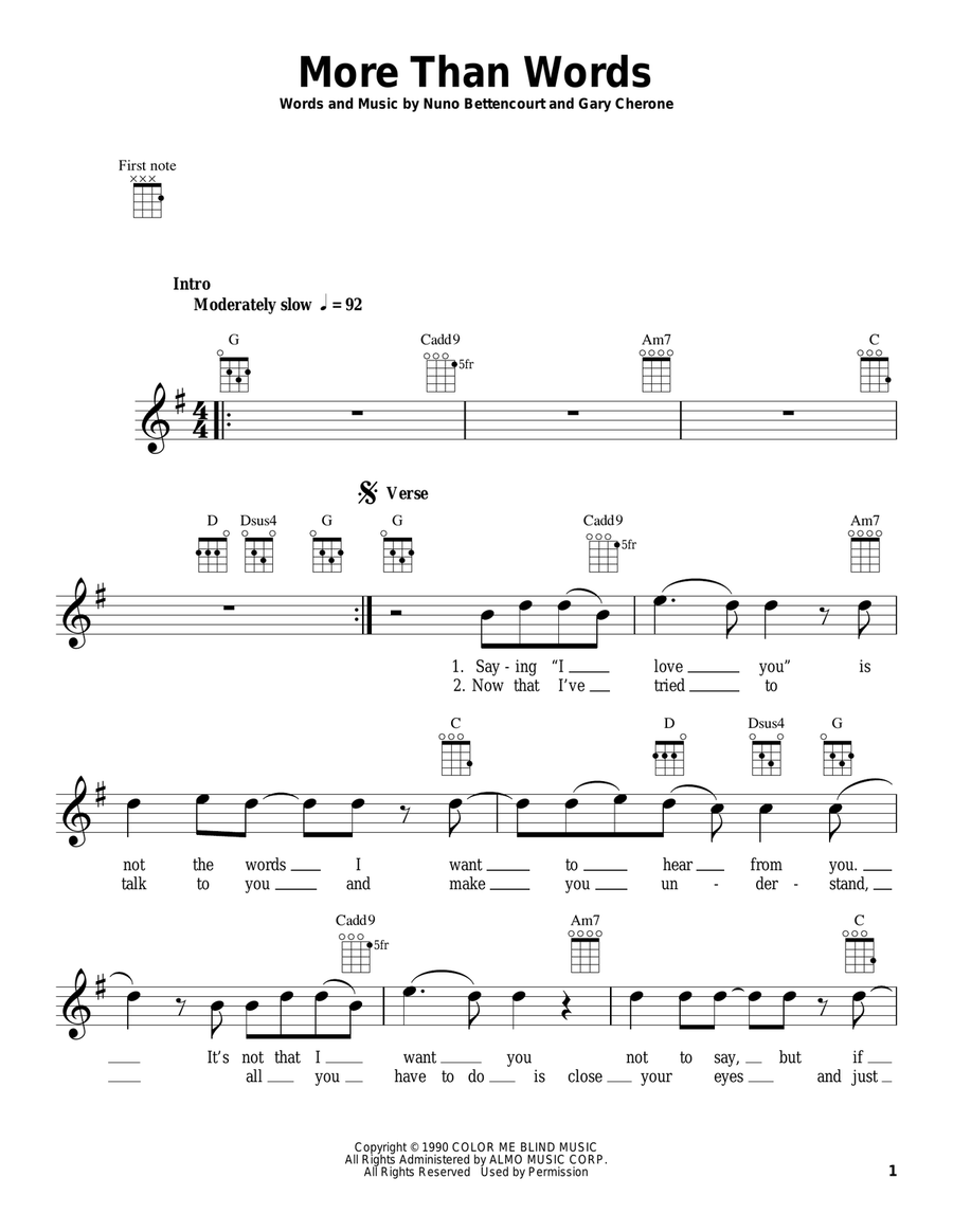 More Than Words Ukulele scores gallery preview page 1