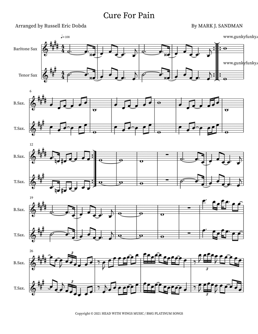Cure For Pain Cure For Pain Tenor Saxophone scores gallery preview page 1