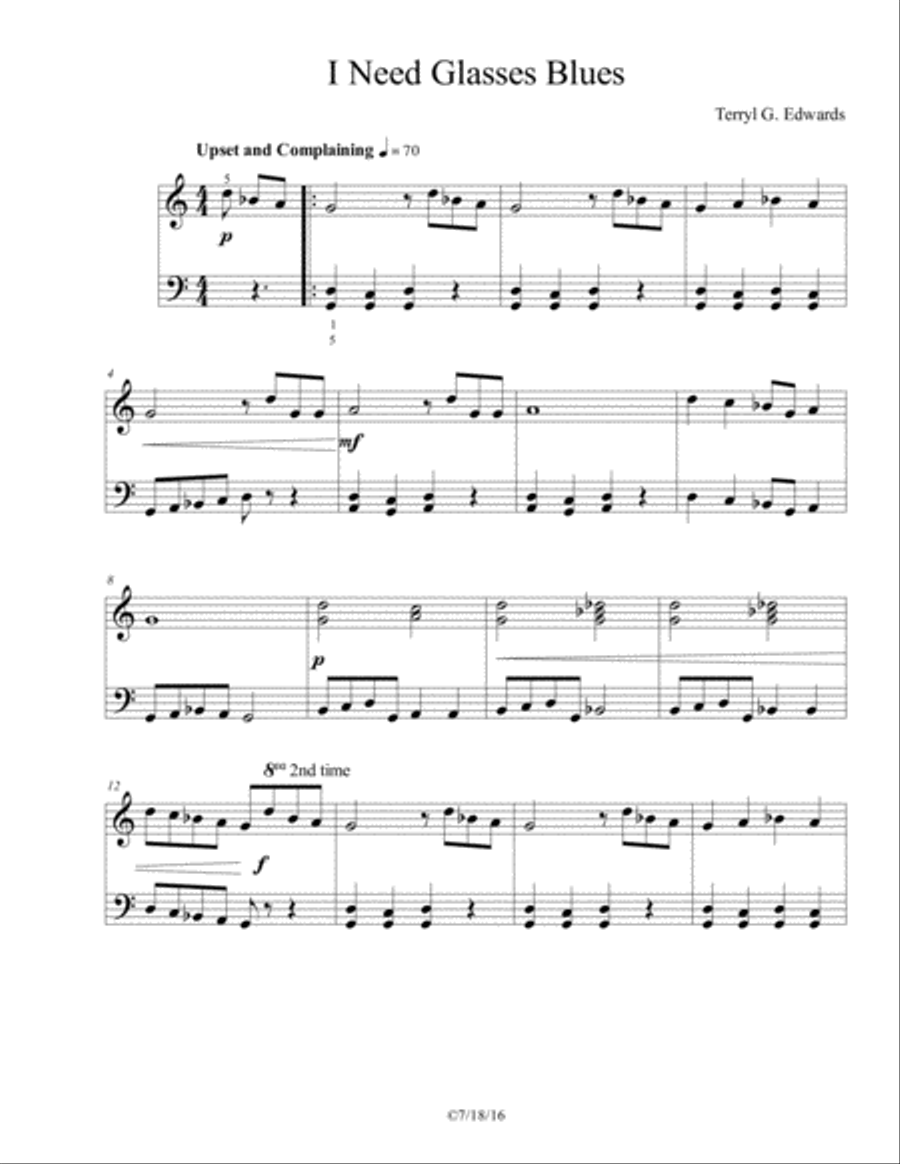 I Need Glasses Blues Piano Method scores gallery preview page 1