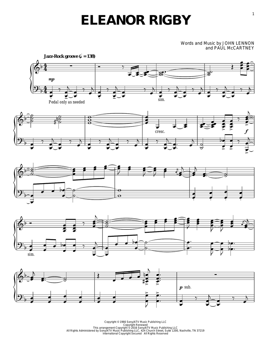 Eleanor Rigby [Jazz version] Piano Solo scores gallery preview page 1