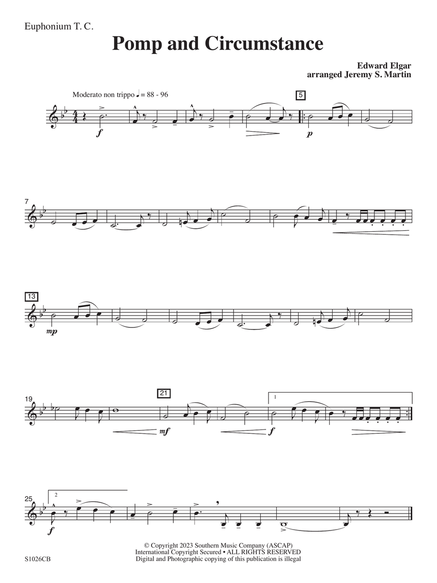 Pomp and Circumstance (Easy) (arr. Jeremy Martin) - Euphonium TC Concert Band scores gallery preview page 1
