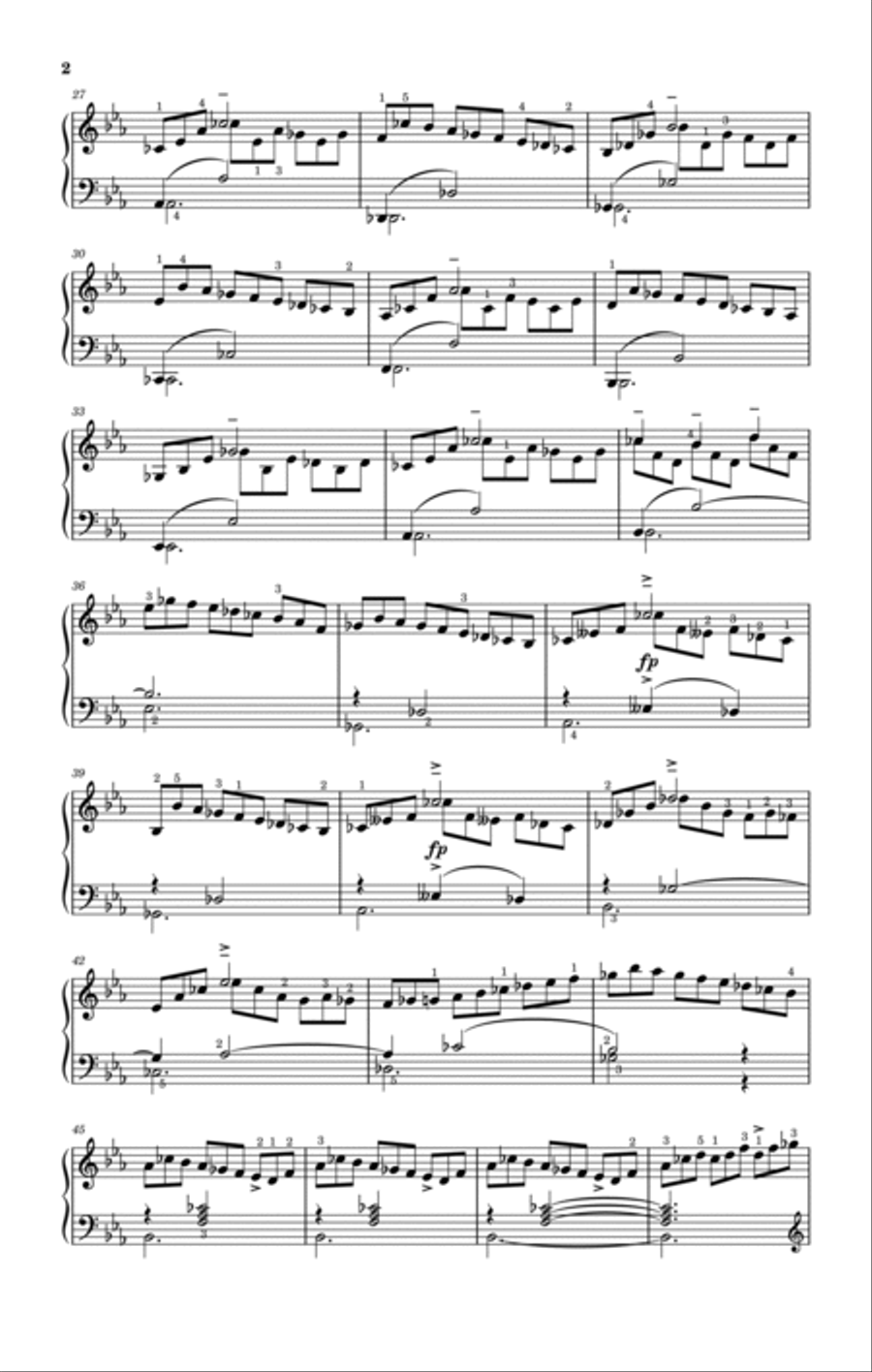 Schubert,Impromptu in E♭ Major,D.899 Op.90 No.2,For Piano Solo,With Fingering Piano Solo scores gallery preview page 2