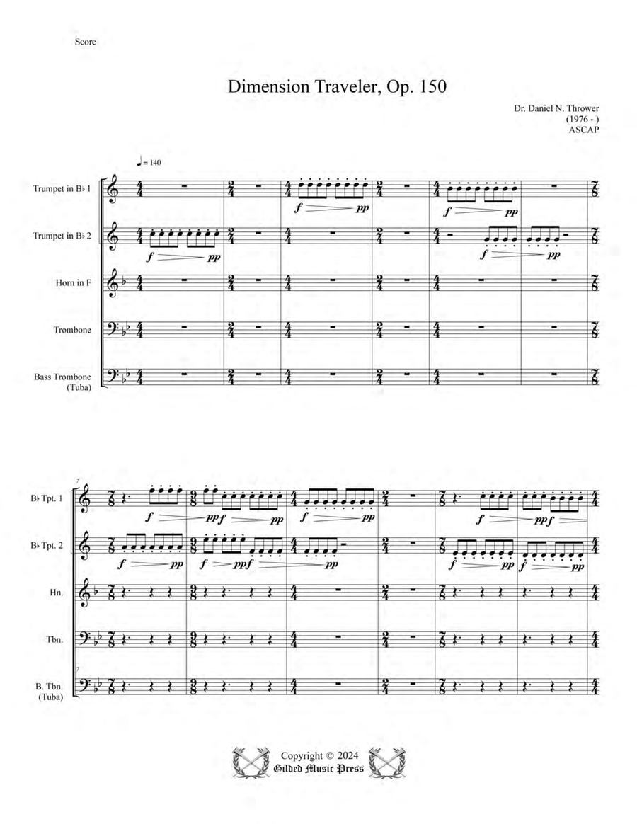 Dimension Traveler, Op. 150 Brass Quintet scores gallery preview page 5