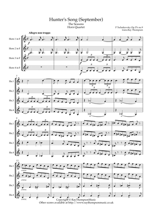 Book cover for Tchaikovsky: The Seasons Op.37a No.9 September (Hunter's Song) - horn quartet