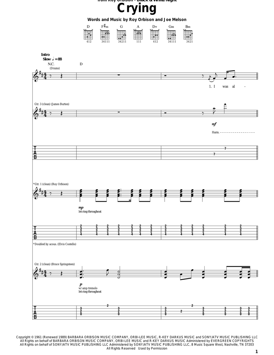 Crying Acoustic Guitar scores gallery preview page 1