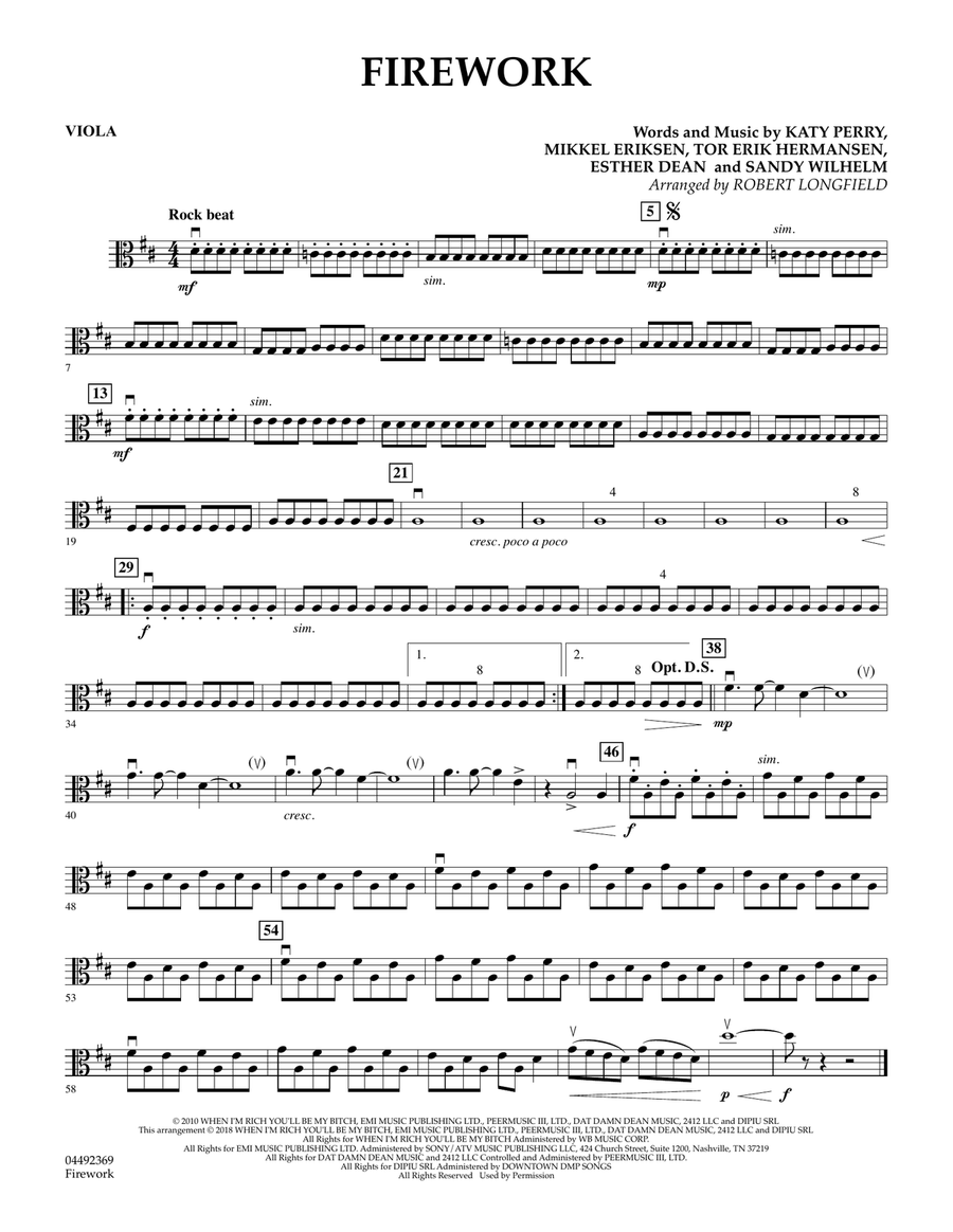 Firework (arr. Robert Longfield) - Viola