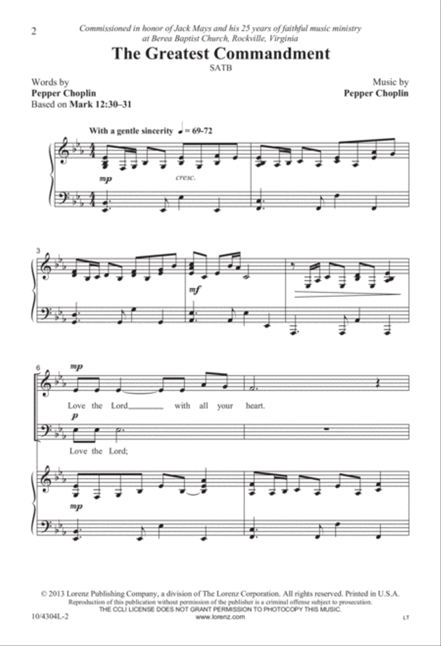 The Greatest Commandment 4-Part scores gallery preview page 2