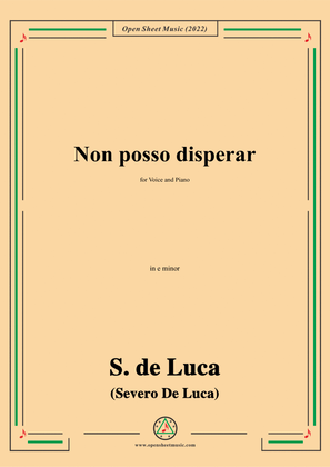 Book cover for S. de Luca-Non posso disperar,in e minor