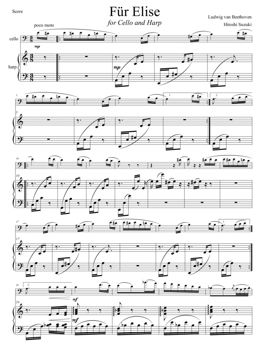For Elise String Duet scores gallery preview page 1