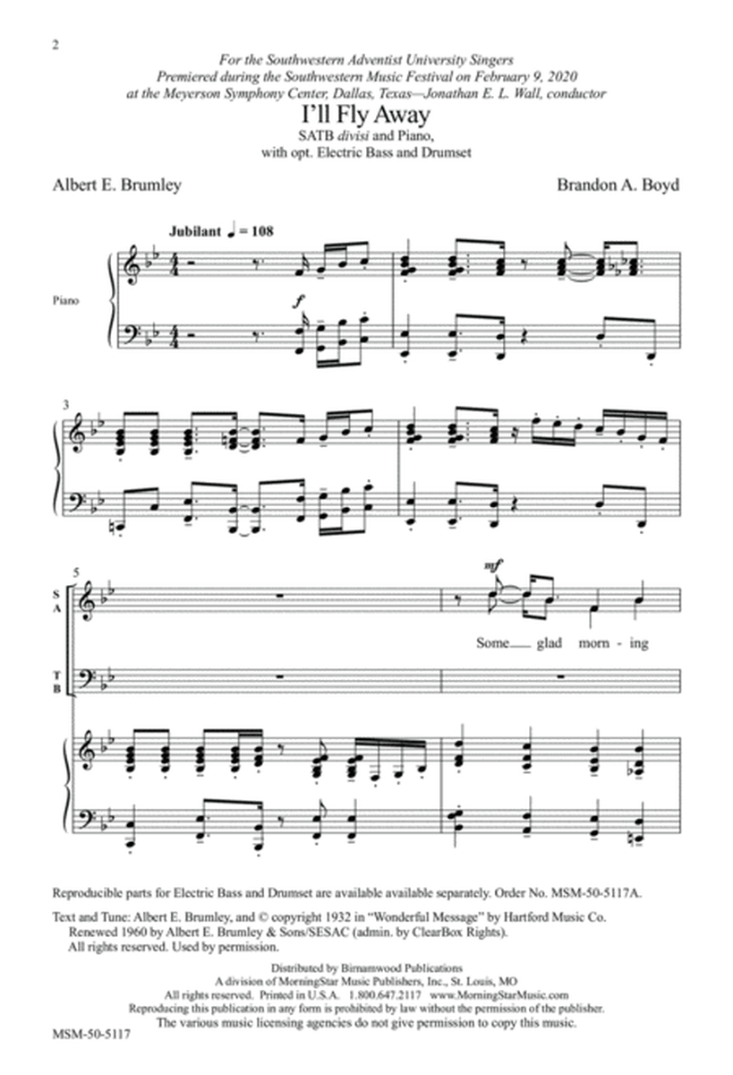 I'll Fly Away (Choral Score)