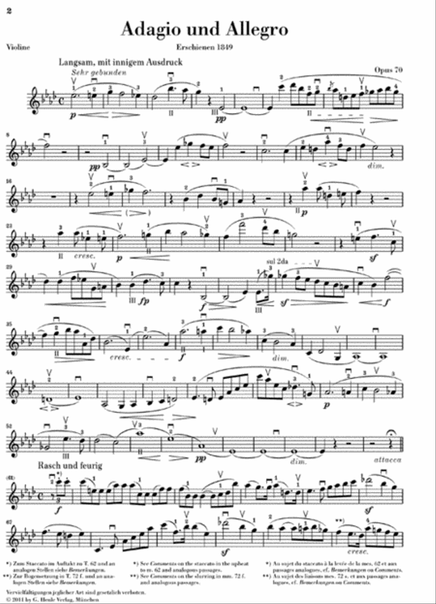 Adagio and Allegro, Op. 70 Violin Solo scores gallery preview page 2