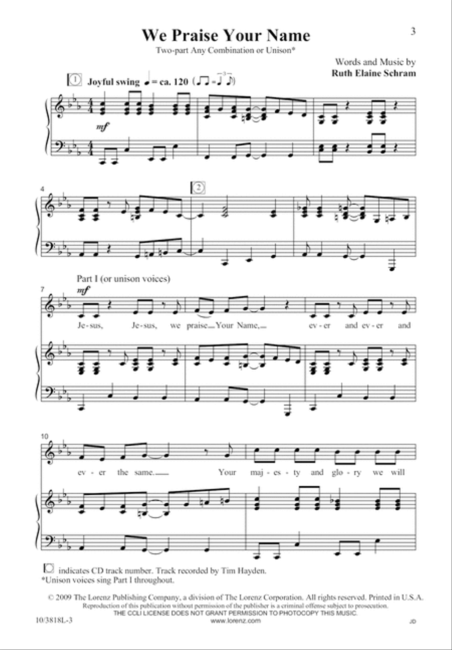 We Praise Your Name Unison Choir scores gallery preview page 3