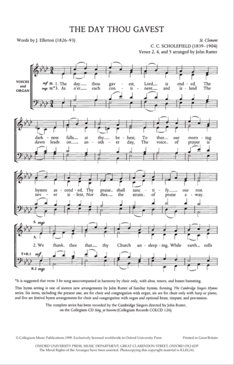 The day thou gavest 4-Part scores gallery preview page 2