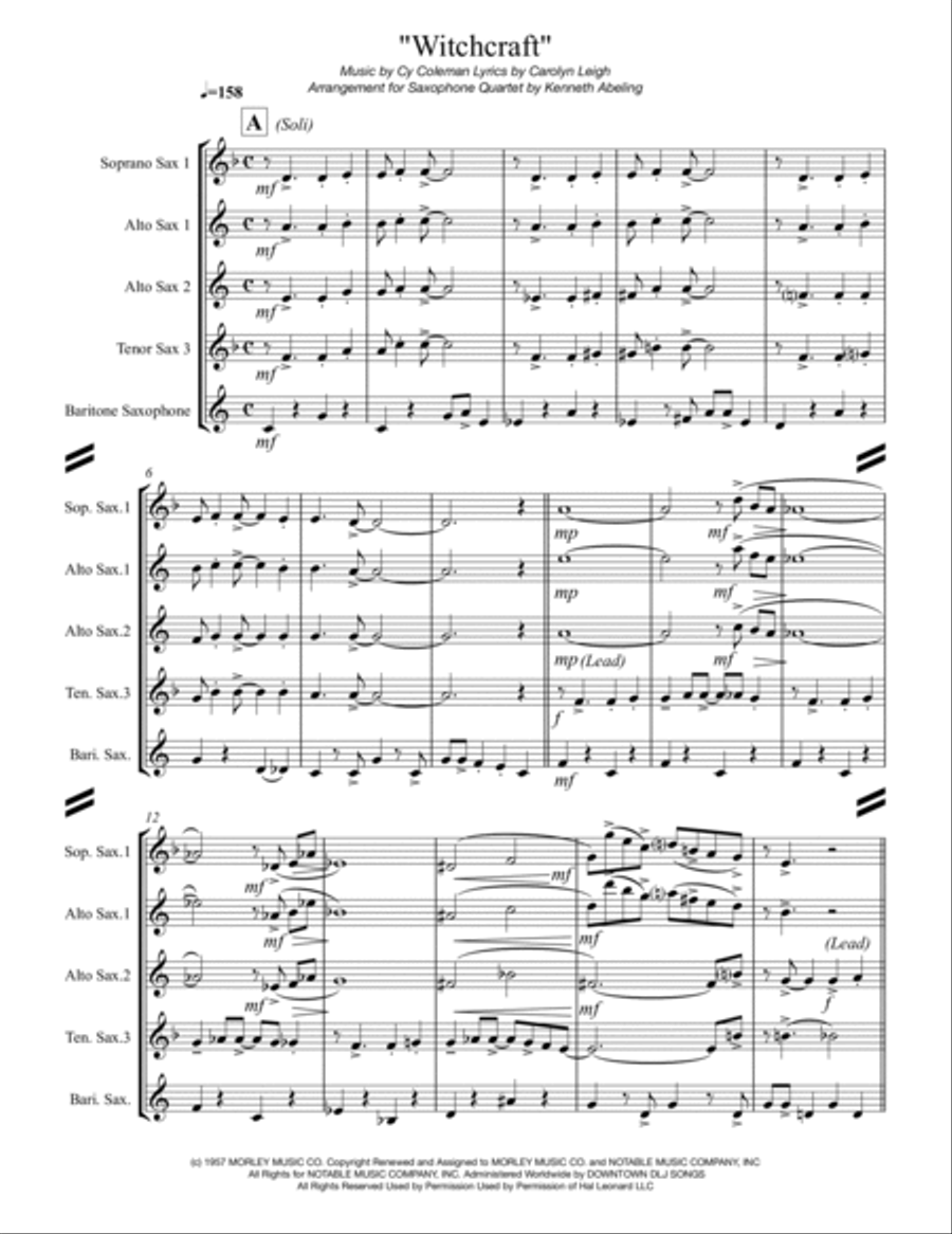 Witchcraft Saxophone Quartet scores gallery preview page 2