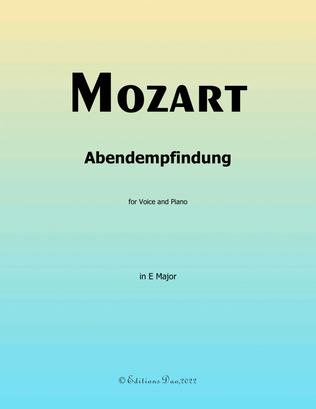 Book cover for Abendempfindung, by Mozart, in E Major