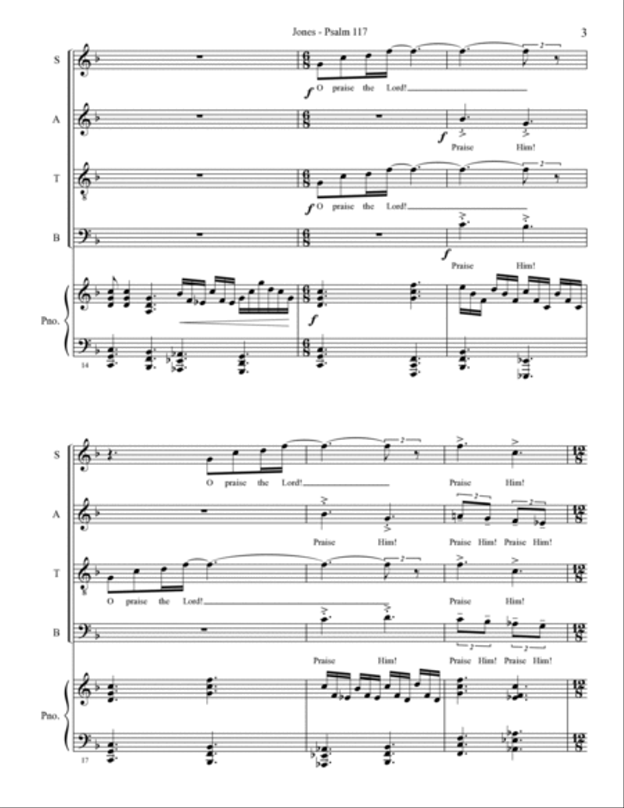 Psalm 117 - O Praise the Lord, All Ye Nations 4-Part scores gallery preview page 3