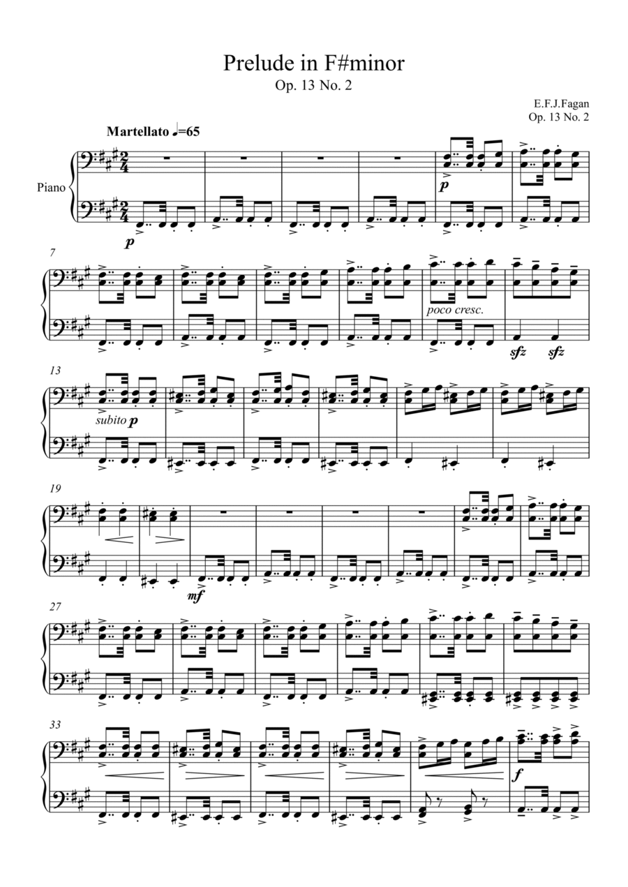 Prelude in F# minor Op. 13 No. 2 Piano Solo scores gallery preview page 1